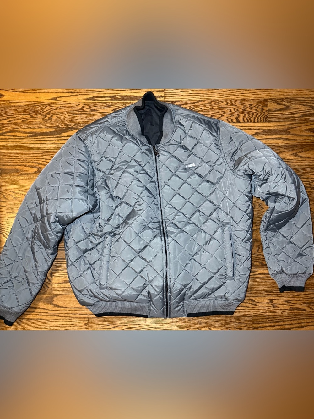Vintage Y2K Sean John Quilted Bomber Jacket Reversible Gray Black Sz XXL